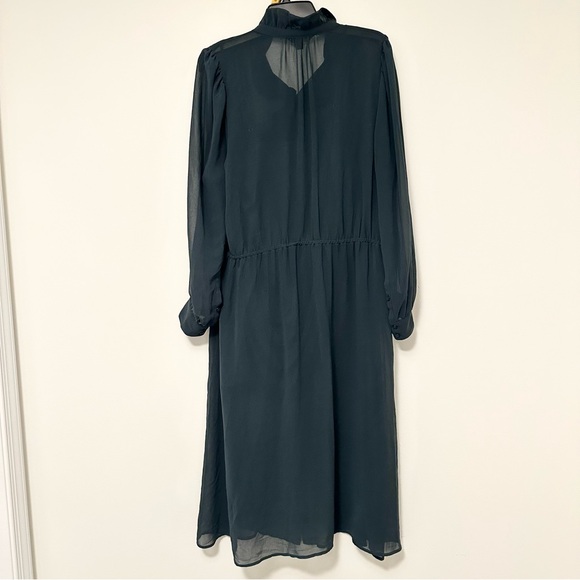 Banana Republic Dark Green Long Sleeve Belted Midi Shirt Dress Women's size XL - Picture 4 of 11